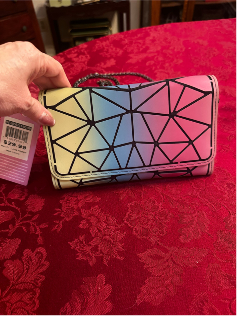 NVOG Multicolor Geometric Wallet On Chain - Picture 2 of 6